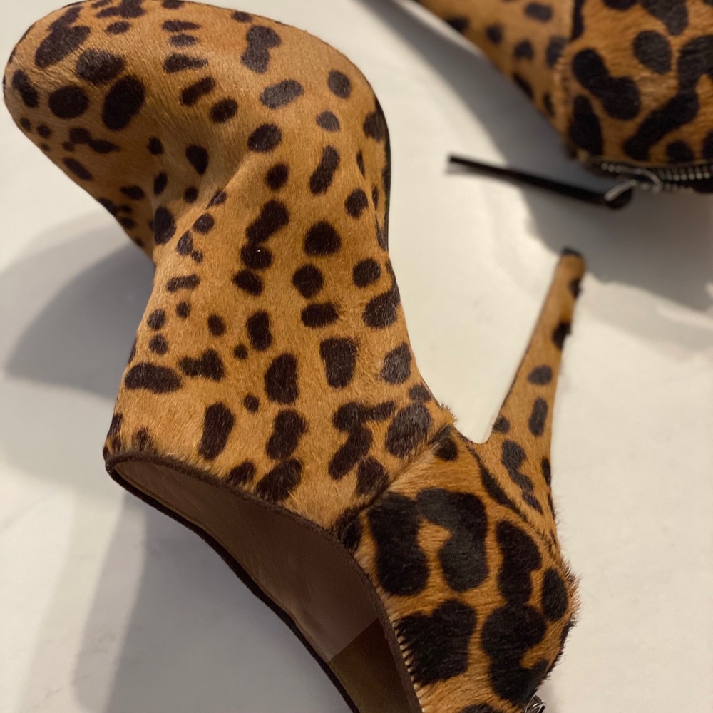 MIU MIU leopard calf skin booties with platform